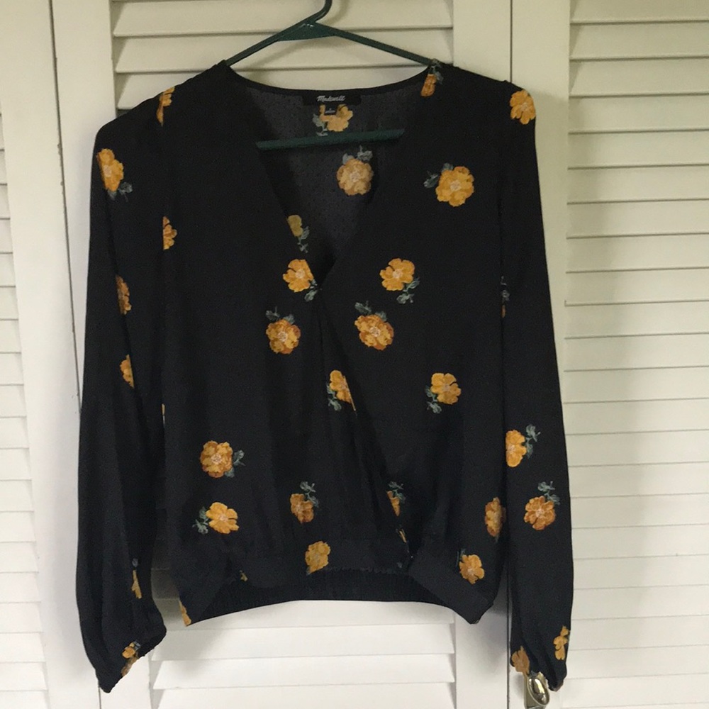 Madewell Black Floral Blouse